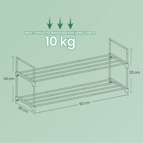 Schuhregal Hendren II - Metall - Schwarz - Höhe: 34 cm