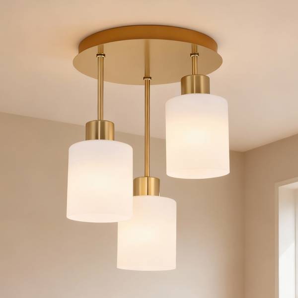 Pendelleuchte Polley - Gusseisen / Milchglas - Gold - Flammenanzahl: 3