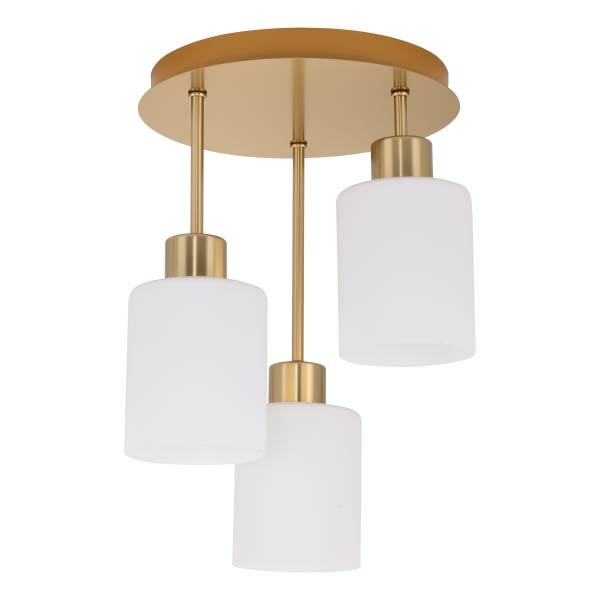 Pendelleuchte Polley - Gusseisen / Milchglas - Gold - Flammenanzahl: 3