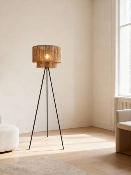 Stehleuchte Torbet - Gusseisen / Papier - Natur - 1-flammig