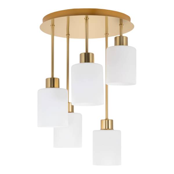 Pendelleuchte Polley - Gusseisen / Milchglas - Gold - Flammenanzahl: 5