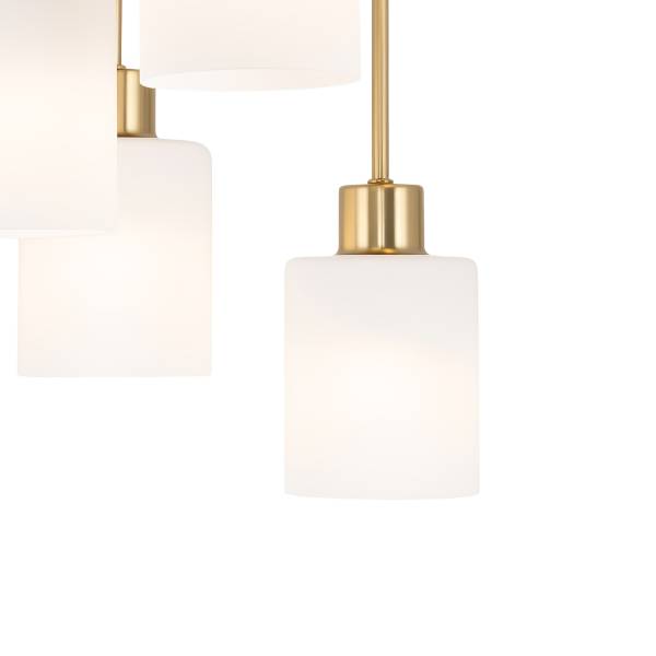 Pendelleuchte Polley - Gusseisen / Milchglas - Gold - Flammenanzahl: 5