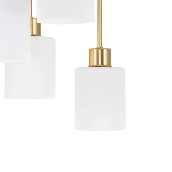 Pendelleuchte Polley - Gusseisen / Milchglas - Gold - Flammenanzahl: 5