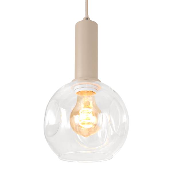 Pendelleuchte Bilman Rund - Gusseisen / Klarglas - Beige - Flammenanzahl: 5
