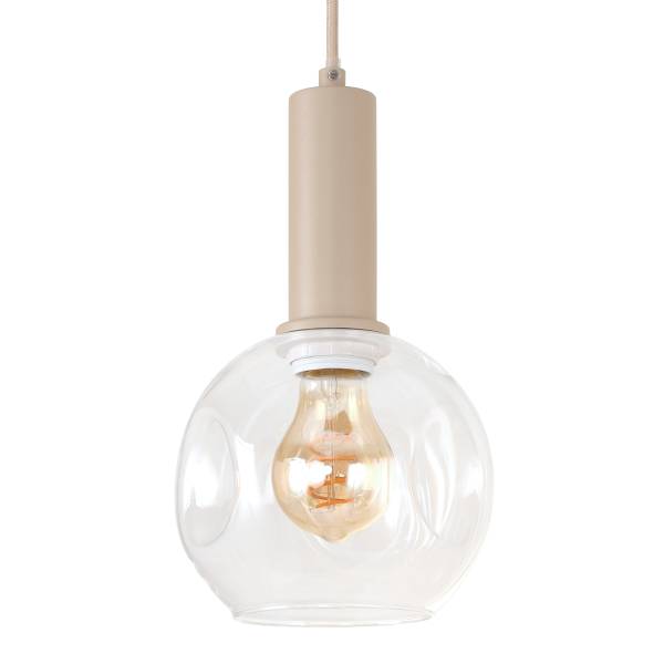 Pendelleuchte Bilman Rund - Gusseisen / Klarglas - Beige - Flammenanzahl: 5