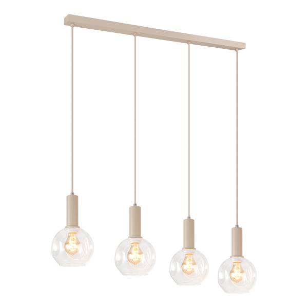 Pendelleuchte Bilman - Gusseisen / Klarglas - Beige - 4-flammig
