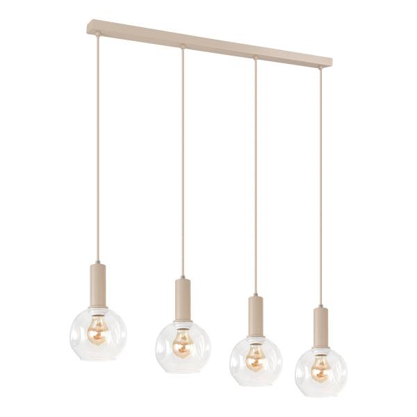 Pendelleuchte Bilman - Gusseisen / Klarglas - Beige - 4-flammig