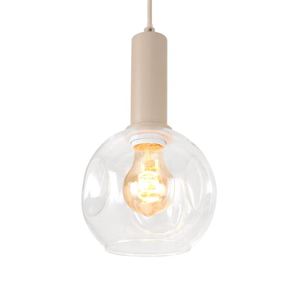 Pendelleuchte Bilman - Gusseisen / Klarglas - Beige - 4-flammig