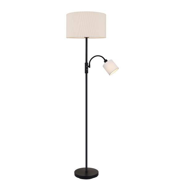 Stehleuchte Berby - Gusseisen / Samt - Beige - 2-flammig