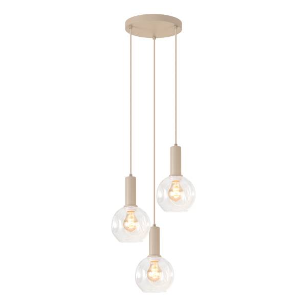 Pendelleuchte Bilman Rund - Gusseisen / Klarglas - Beige - Flammenanzahl: 3