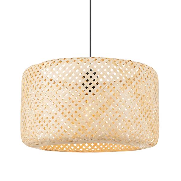 Pendelleuchte Milham - Gusseisen / Bambus - Natur - 1-flammig