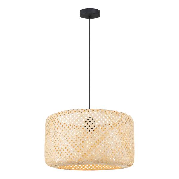 Pendelleuchte Milham - Gusseisen / Bambus - Natur - 1-flammig
