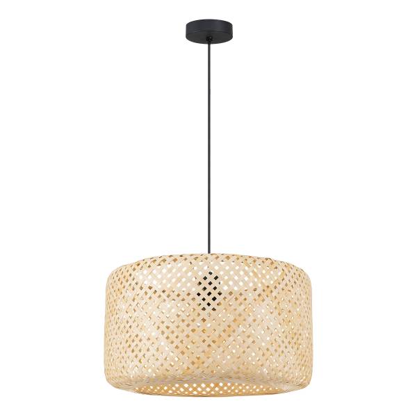 Pendelleuchte Milham - Gusseisen / Bambus - Natur - 1-flammig