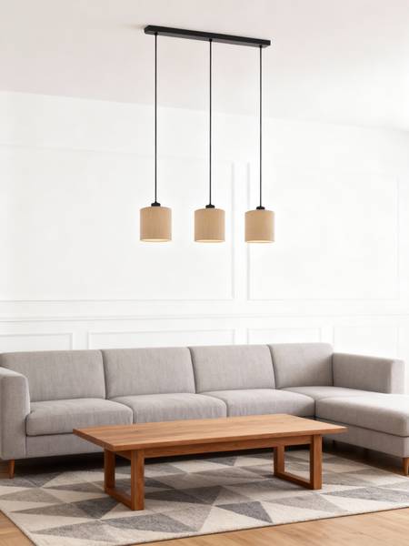 Pendelleuchte Coning - Gusseisen / Samt - Hellbraun - 3-flammig