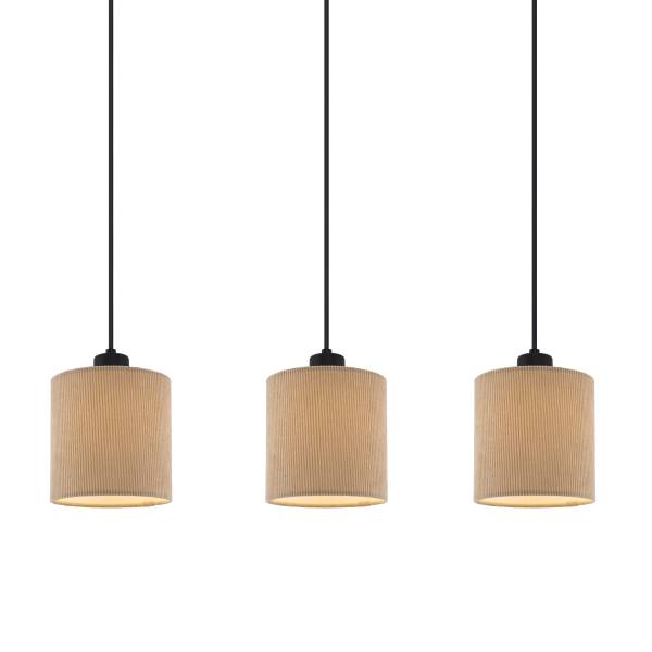 Pendelleuchte Coning - Gusseisen / Samt - Hellbraun - 3-flammig