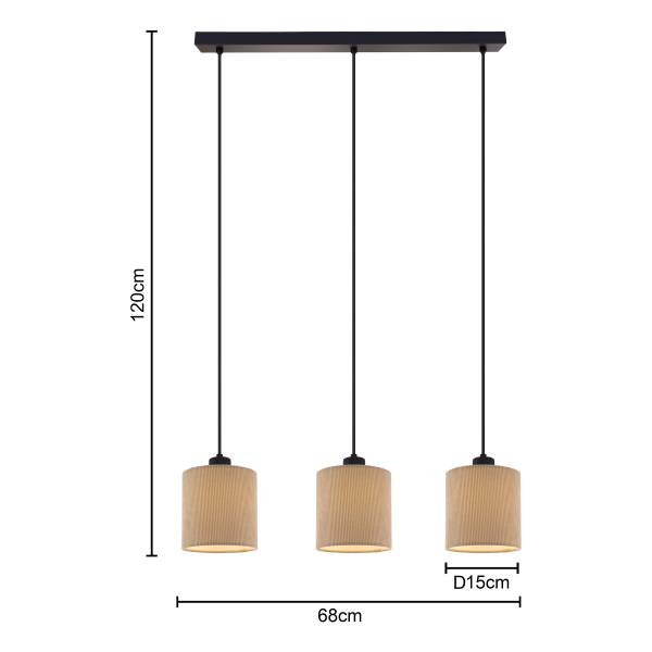 Pendelleuchte Coning - Gusseisen / Samt - Hellbraun - 3-flammig