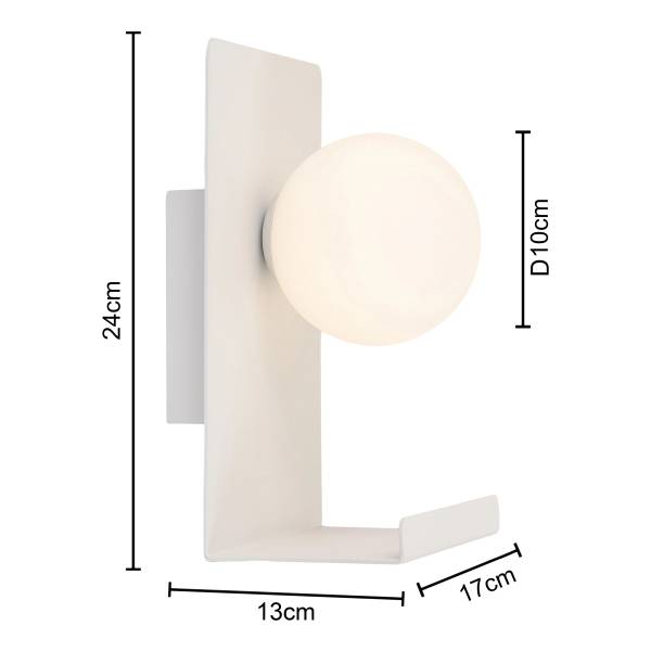 Wandleuchte Harlon - Gusseisen / Milchglas - 1-flammig - Weiß