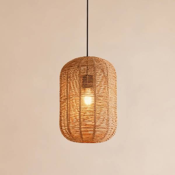 Pendelleuchte Husley - Gusseisen / Papier - Natur - 1-flammig