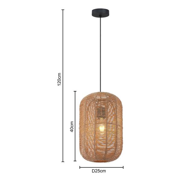 Pendelleuchte Husley - Gusseisen / Papier - Natur - 1-flammig