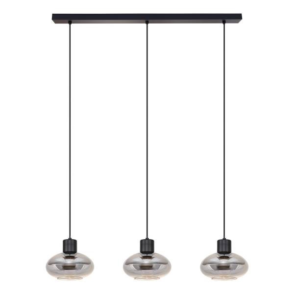 Pendelleuchte Laport - Gusseisen / Rauchglas - Schwarz - 3-flammig
