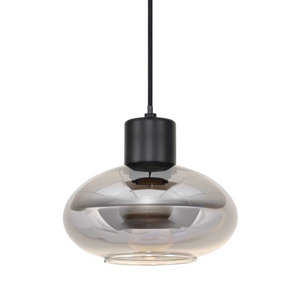 Pendelleuchte Laport - Gusseisen / Rauchglas - Schwarz - 3-flammig
