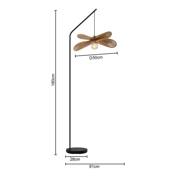 Stehleuchte Fulger - Gusseisen / Papier - Natur - 1-flammig