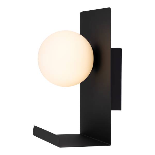 Wandleuchte Harlon - Gusseisen / Milchglas - 1-flammig - Schwarz