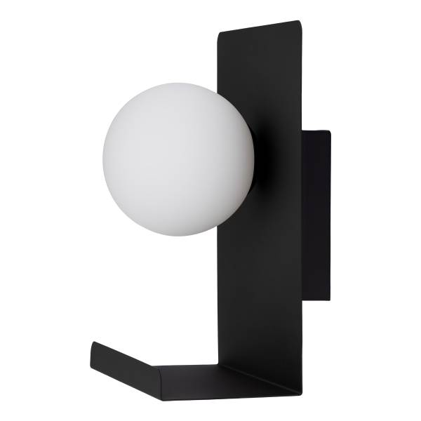 Wandleuchte Harlon - Gusseisen / Milchglas - 1-flammig - Schwarz