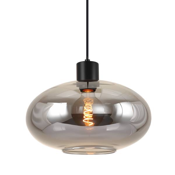 Pendelleuchte Laport Rund - Gusseisen / Rauchglas - Schwarz - Flammenanzahl: 1