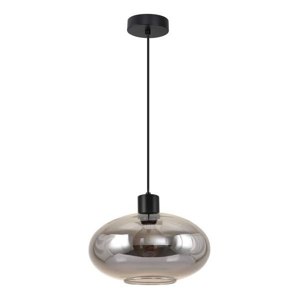 Pendelleuchte Laport Rund - Gusseisen / Rauchglas - Schwarz - Flammenanzahl: 1