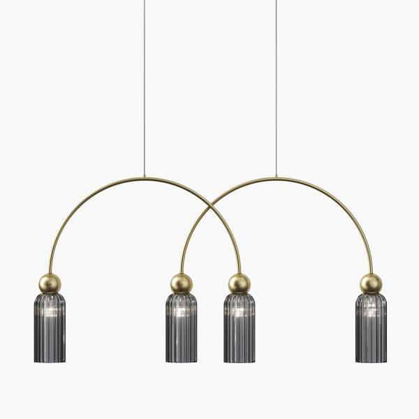Pendelleuchte Antic - Rauchglas / Mischmetall - 4-flammig - Grau
