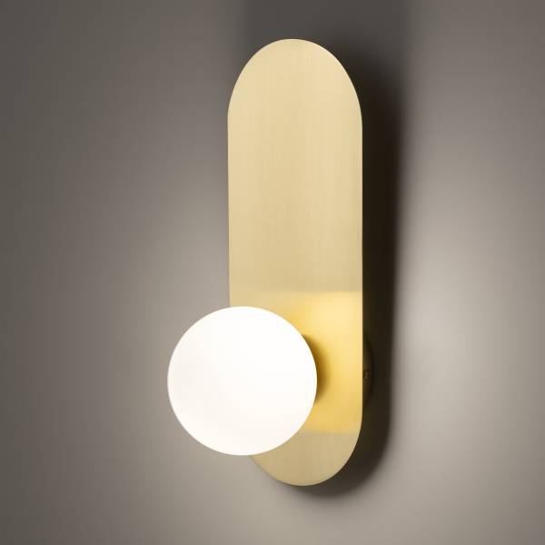 Wandleuchte Bao - Milchglas / Mischmetall - 1-flammig - Gold