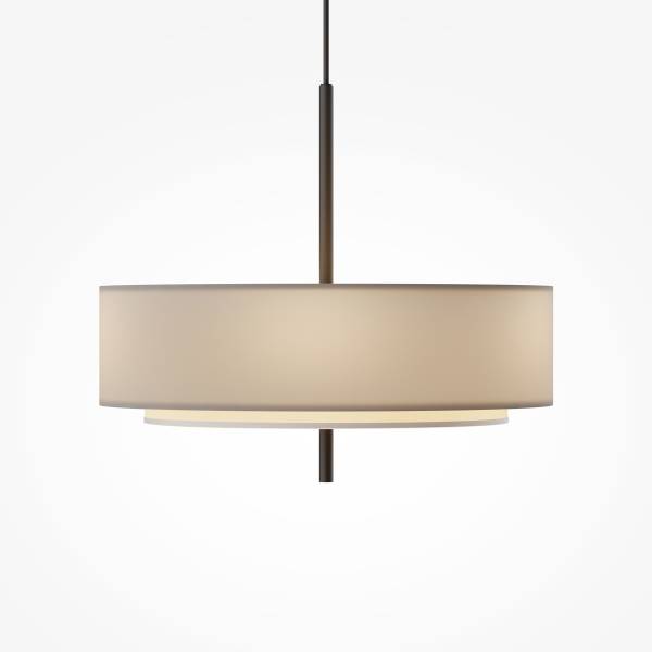 Pendelleuchte Bergamo - Leinen / Mischmetall - 5-flammig - Beige