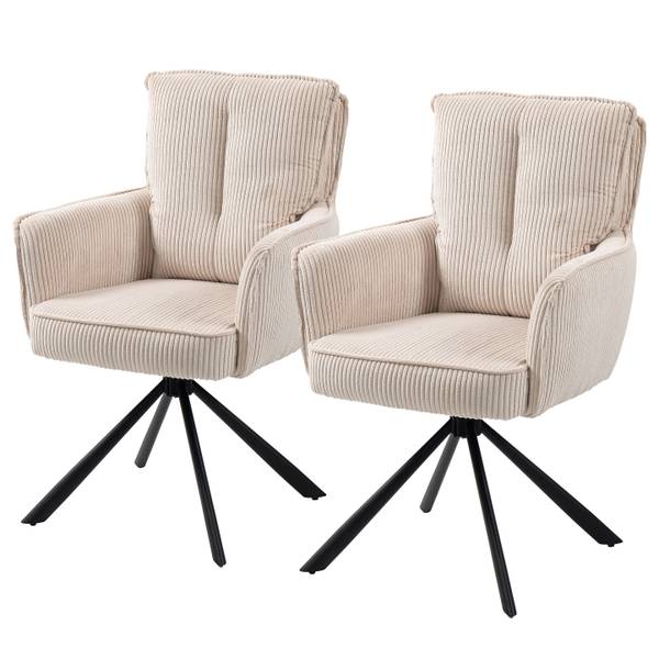 Drehbarer Armlehnenstuhl SALVIN 2er-Set - Beige