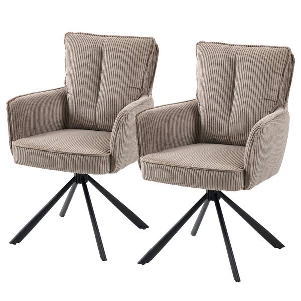 Drehbarer Armlehnenstuhl SALVIN 2er-Set - Cappuccino