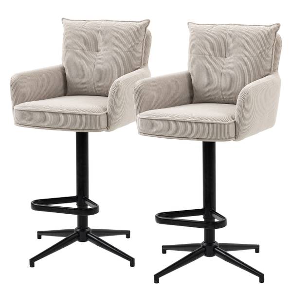 Drehbarer Barstuhl DIDRIP 2er-Set - Höhenverstellbar - Beige - Sternförmig