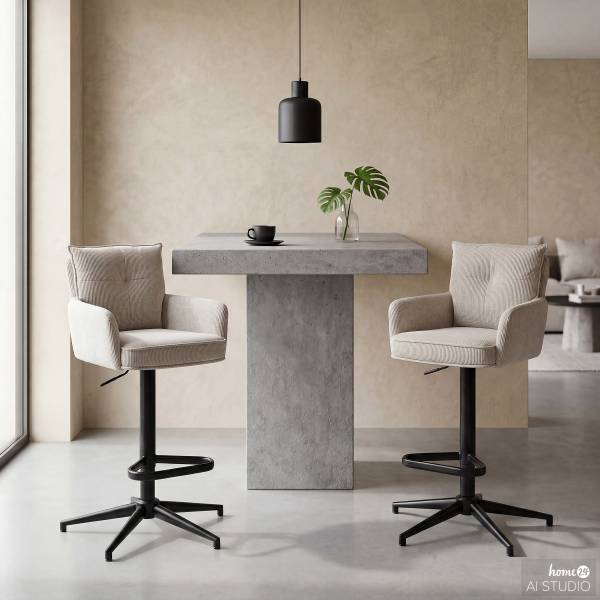 Drehbarer Barstuhl DIDRIP 2er-Set - Höhenverstellbar - Beige - Sternförmig