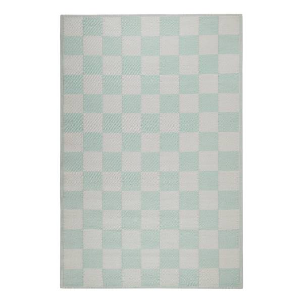 In-/Outdoorteppich COLOUR CLASH Karo - Polypropylen / recyceltes Material - Türkis - 118 x 180 cm