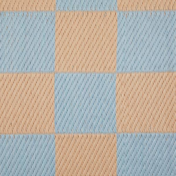In-/Outdoorteppich COLOUR CLASH Karo - Polypropylen / recyceltes Material - Blau / Beige - 118 x 180 cm