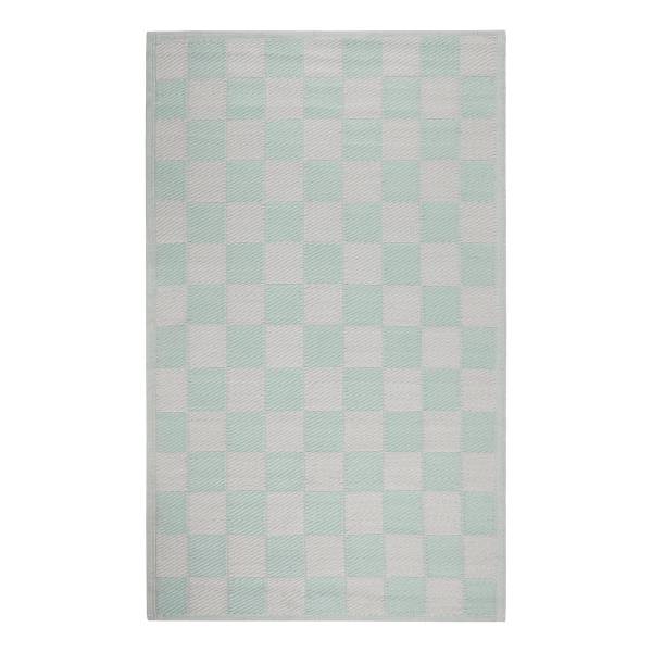 In-/Outdoorteppich COLOUR CLASH Karo - Polypropylen / recyceltes Material - Türkis - 150 x 90 cm