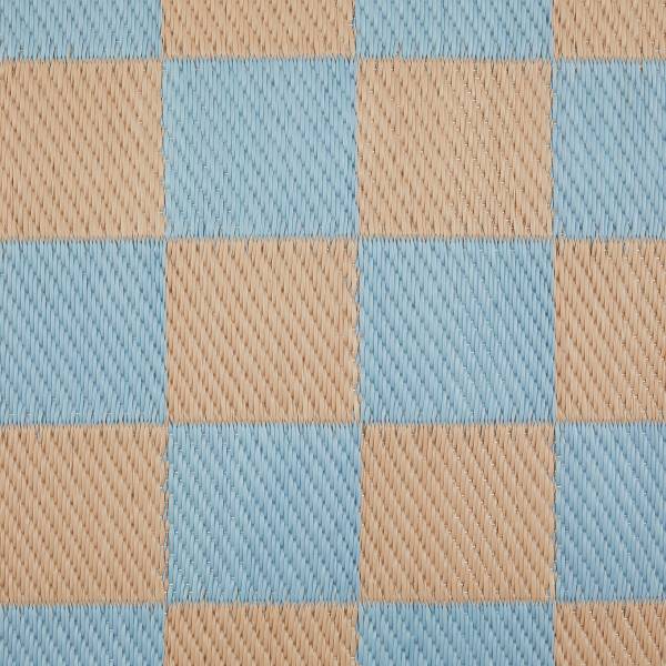 In-/Outdoorteppich COLOUR CLASH Karo - Polypropylen / recyceltes Material - Blau / Beige - 150 x 90 cm