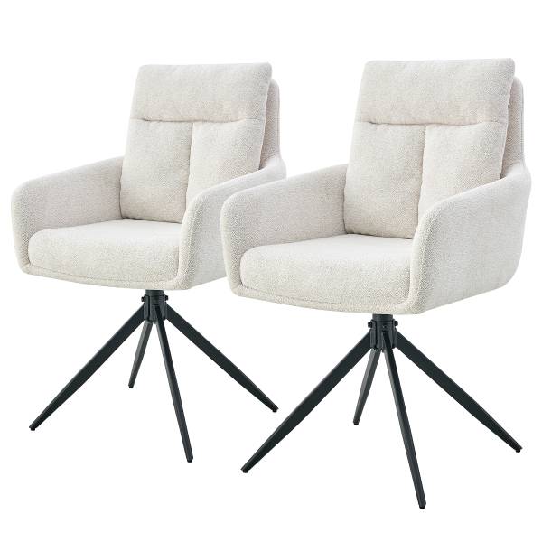 Drehbarer Armlehnenstuhl LOBBS 2er-Set - Wollweiß