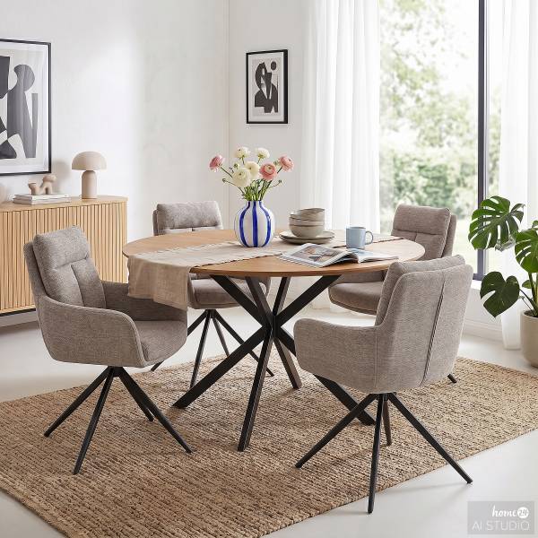 Drehbarer Armlehnenstuhl LOBBS 2er-Set - Taupe