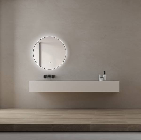 Beleuchteter Spiegel Talos rund - Matt Schwarz - Breite: 50 cm