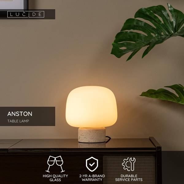 Tischleuchte Anston - Opalglas - Beige