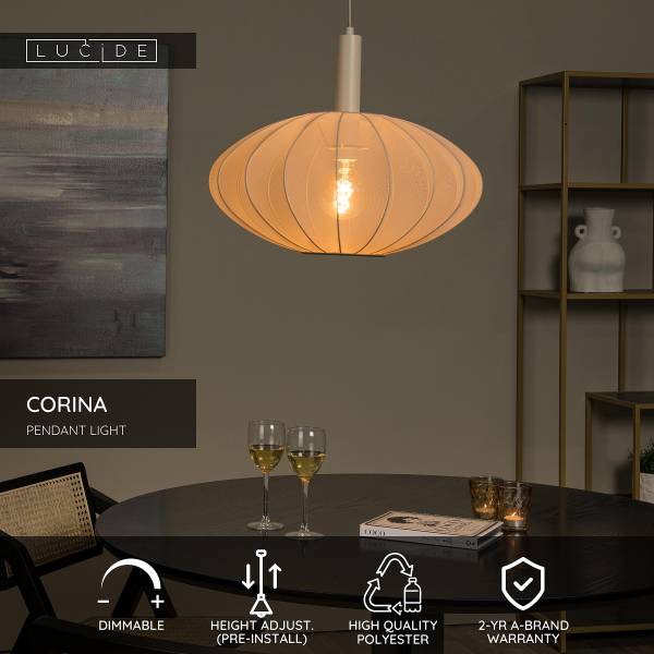 Pendelleuchte Corina Typ A - Polyester - Beige