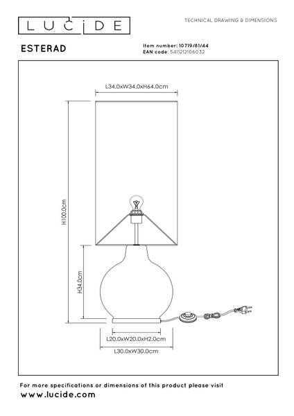 Stehleuchte Esterad - Opalglas - Gelb