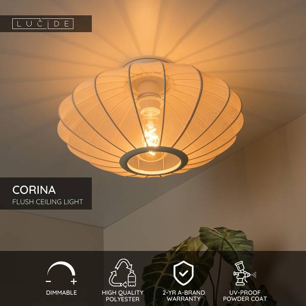 Deckenleuchte Corina - Polyester - Beige
