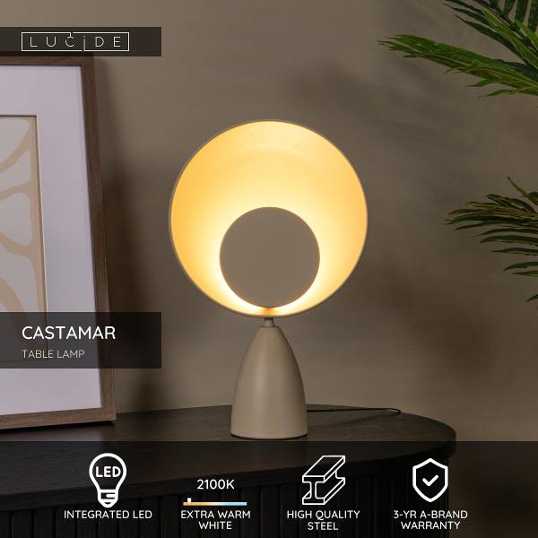 Tischleuchte Castamar - Stahl - Beige