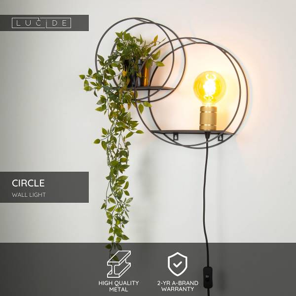 Wandleuchte Circle - Eisen - Schwarz